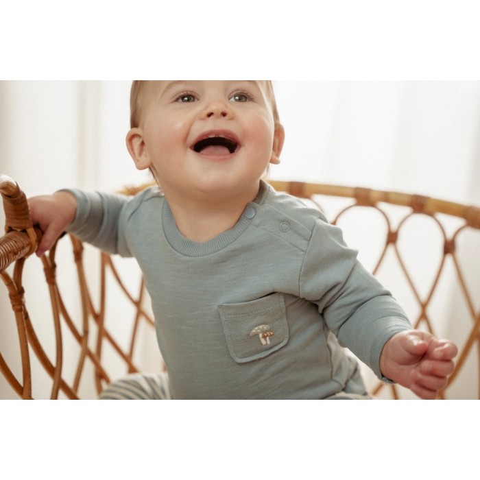 Bluza din bumbac organic - Stone Blue - Forest Friends - Little Dutch