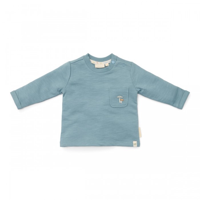 Bluza din bumbac organic - Stone Blue - Forest Friends - Little Dutch