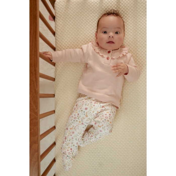 Pantaloni din bumbac organic - Alb - Fairy Garden - Little Dutch