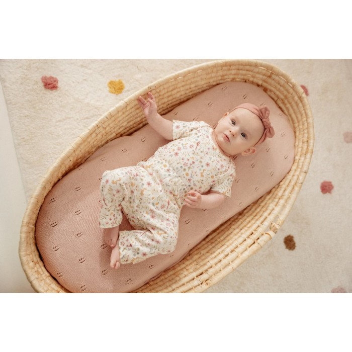 Pantaloni din bumbac organic - Alb - Fairy Garden - Little Dutch