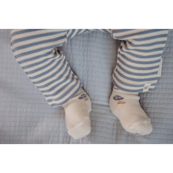 Pantaloni din bumbac organic - Blue Stripe - Forest Friends - Little Dutch