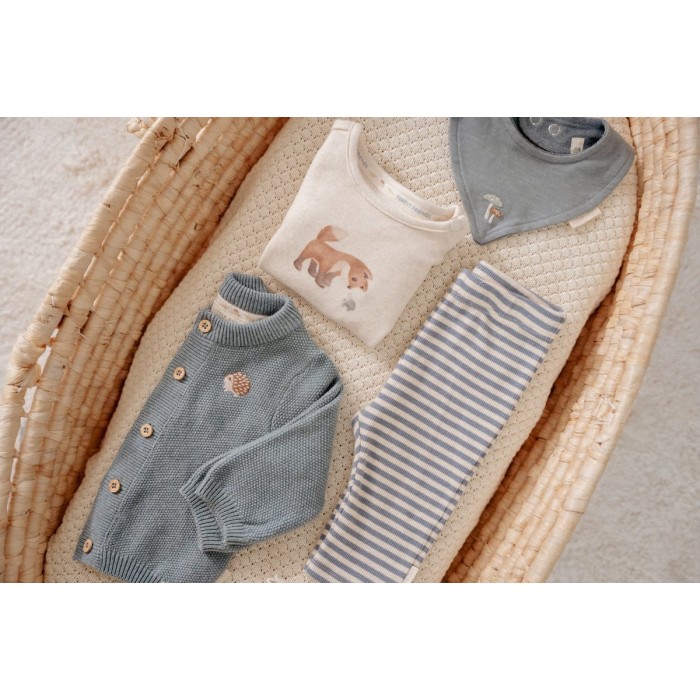 Pantaloni din bumbac organic - Blue Stripe - Forest Friends - Little Dutch