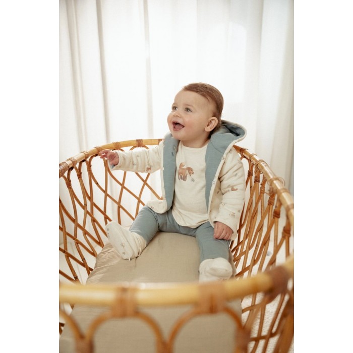 Pantaloni din bumbac organic - Stone Blue - Forest Friends - Little Dutch
