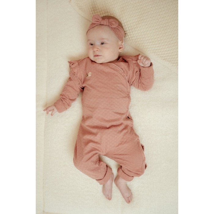 Salopeta cu maneca lunga din bumbac organic - Pink Blush - Fairy Garden - Little Dutch