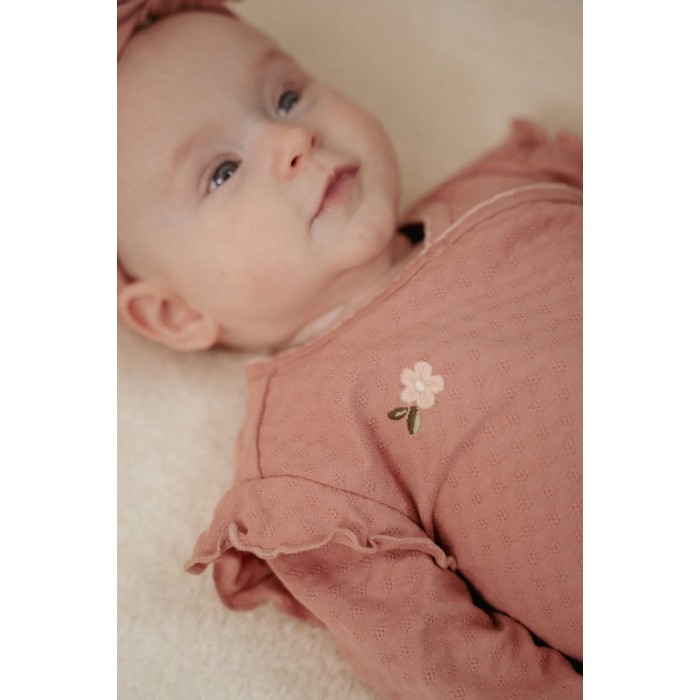 Salopeta cu maneca lunga din bumbac organic - Pink Blush - Fairy Garden - Little Dutch