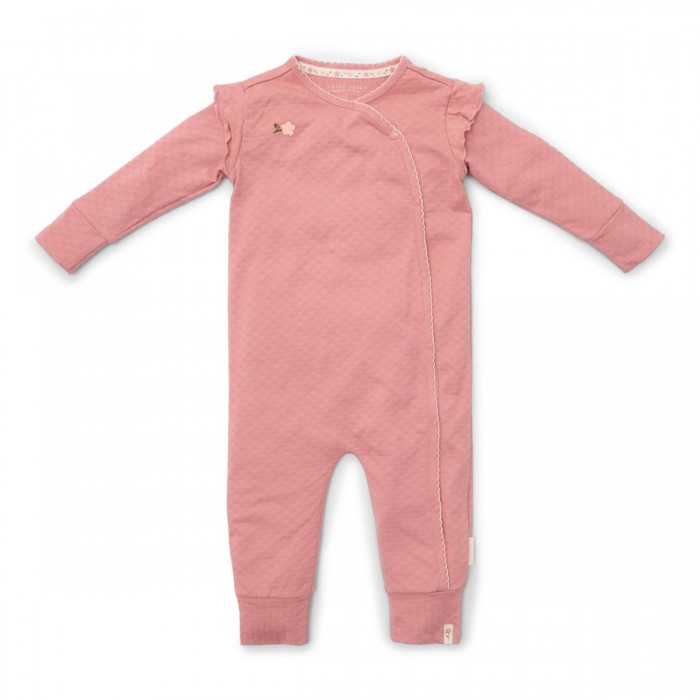 Salopeta cu maneca lunga din bumbac organic - Pink Blush - Fairy Garden - Little Dutch
