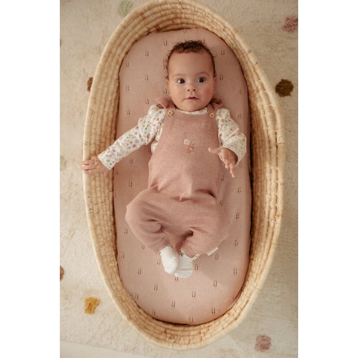 Salopeta pantaloni din bumbac organic - Fairy Pink - Fairy Garden - Little Dutch