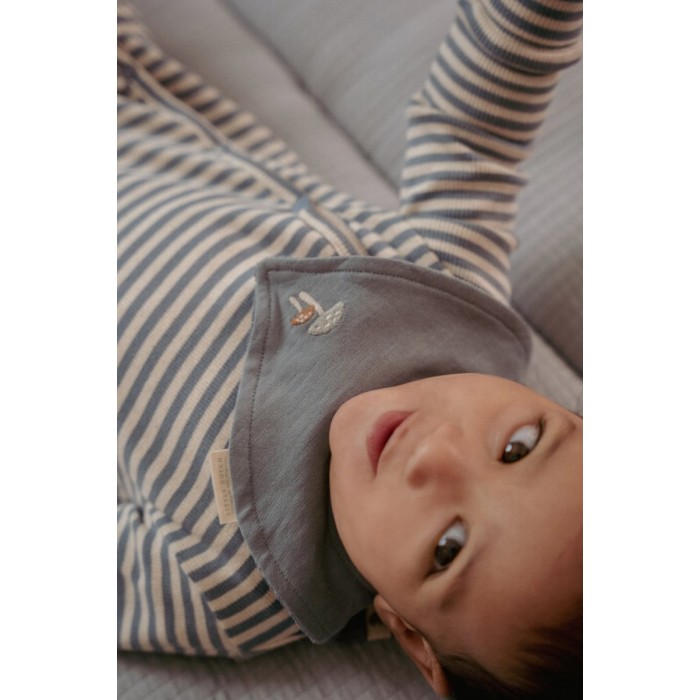 Salopeta cu maneca lunga din bumbac organic - Blue Stripe - Forest Friends - Little Dutch