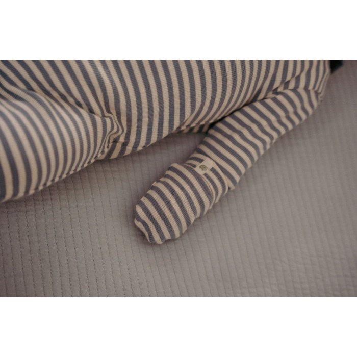 Salopeta cu maneca lunga din bumbac organic - Blue Stripe - Forest Friends - Little Dutch