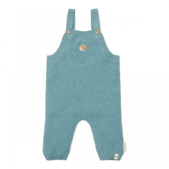 Salopeta pantalon din bumbac organic - Baby Blue - Forest Friends - Little Dutch