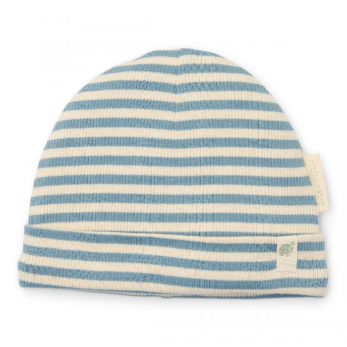 Caciulita din bumbac organic pentru bebelusi - Blue Stripe - Little Dutch