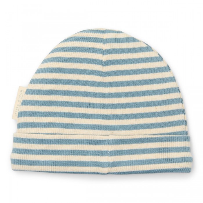Caciulita din bumbac organic pentru bebelusi - Blue Stripe - Little Dutch