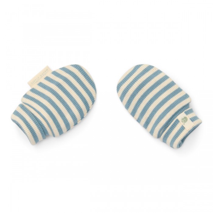 Manusi din bumbac organic pentru bebelusi - Blue Stripe - Forest Friends - Little Dutch