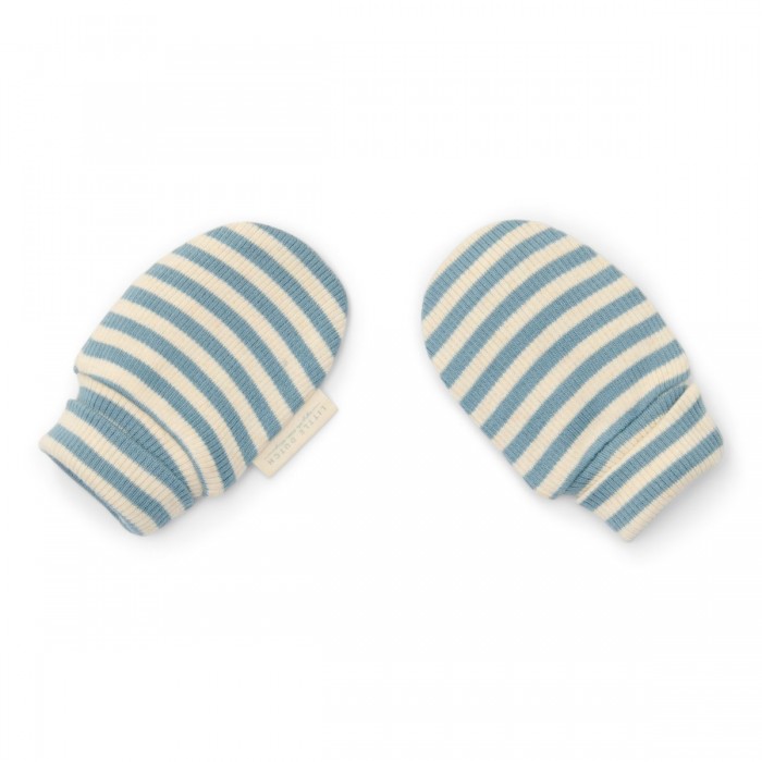 Manusi din bumbac organic pentru bebelusi - Blue Stripe - Forest Friends - Little Dutch