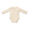 Body kimono cu maneca lunga  din bumbac organic - Soft Beige Stripe -  Newborn Naturals - Little Dutch