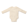 Body kimono cu maneca lunga  din bumbac organic - Soft Beige Stripe -  Newborn Naturals - Little Dutch