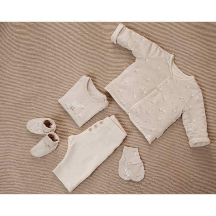 Bluza cu maneca lunga  din bumbac organic - Sand -  Newborn Naturals - Little Dutch