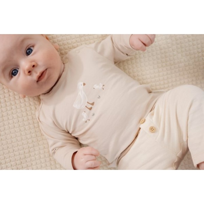 Bluza cu maneca lunga  din bumbac organic - Sand -  Newborn Naturals - Little Dutch