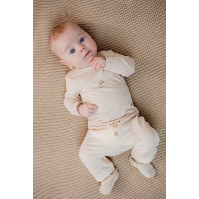 Bluza cu maneca lunga  din bumbac organic - Sand -  Newborn Naturals - Little Dutch