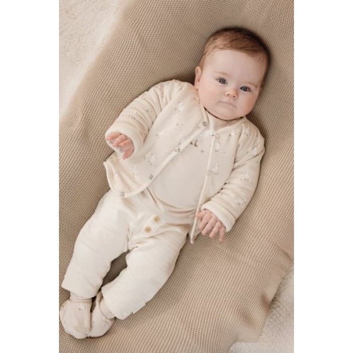Bluza cu maneca lunga  din bumbac organic - Sand -  Newborn Naturals - Little Dutch