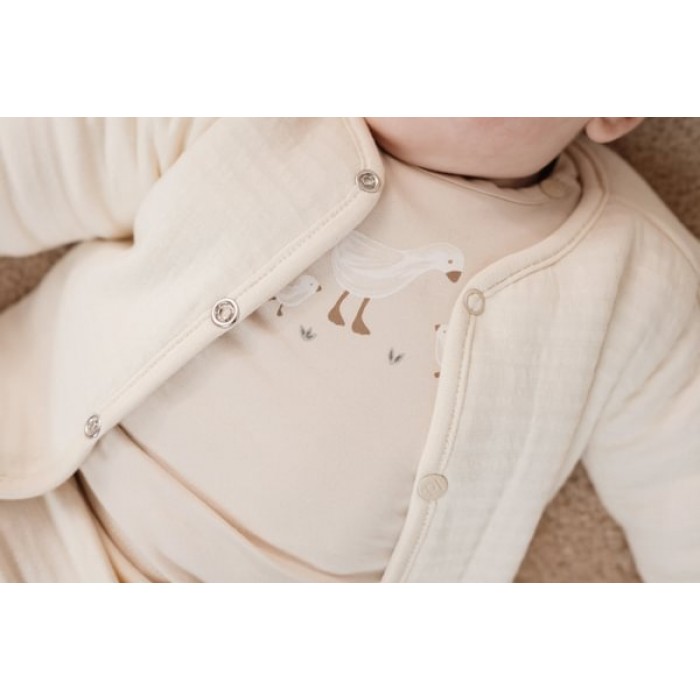 Bluza cu maneca lunga  din bumbac organic - Sand -  Newborn Naturals - Little Dutch