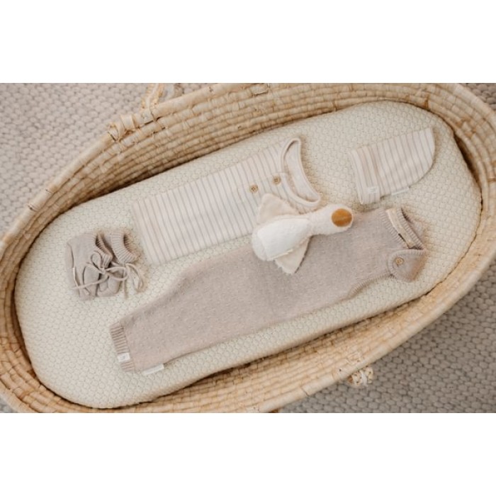 Bluza cu maneca lunga din bumbac organic - Soft Beige Stripe - Newborn Naturals - Little Dutch