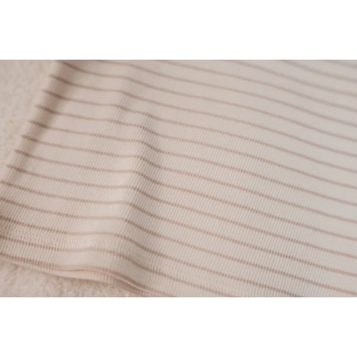 Bluza cu maneca lunga din bumbac organic - Soft Beige Stripe - Newborn Naturals - Little Dutch