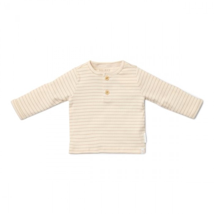 Bluza cu maneca lunga din bumbac organic - Soft Beige Stripe - Newborn Naturals - Little Dutch