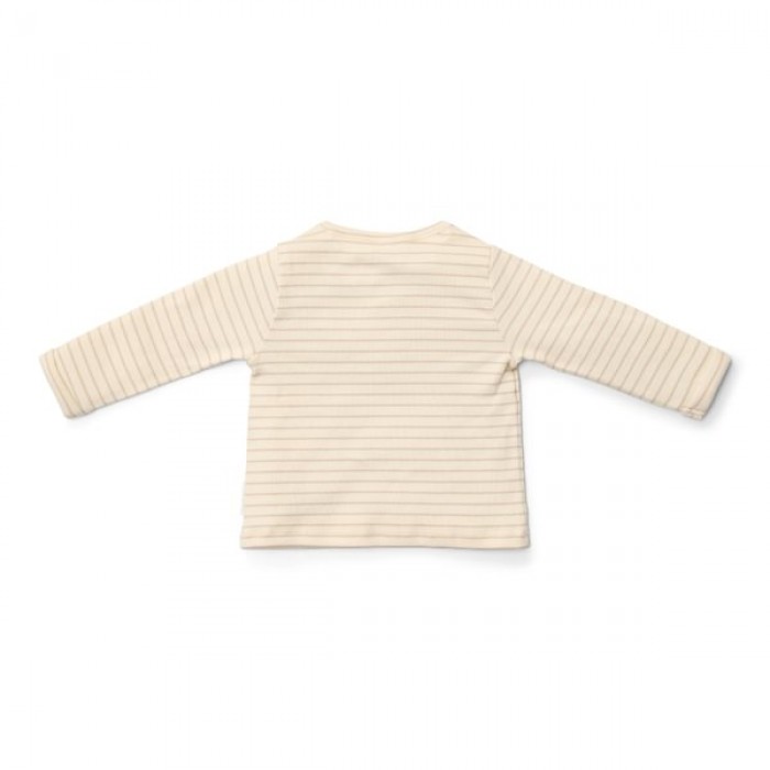 Bluza cu maneca lunga din bumbac organic - Soft Beige Stripe - Newborn Naturals - Little Dutch