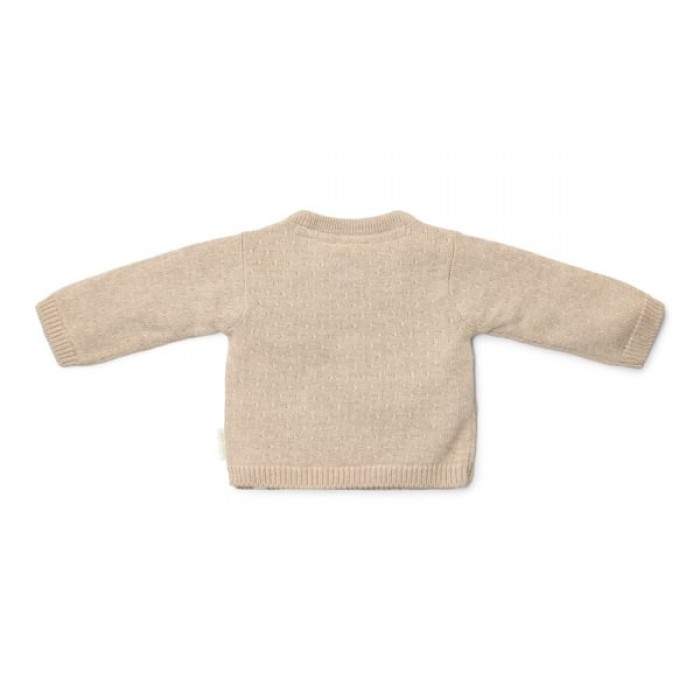 Cardigan petrecut din tricot de bumbac organic - Soft Beige Melee - Newborn Naturals - Little Dutch
