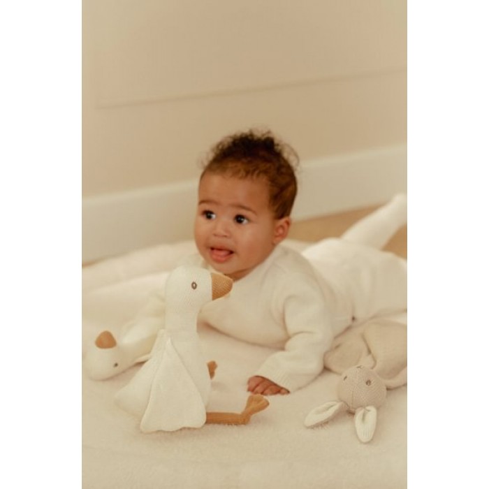 Cardigan petrecut din tricot de bumbac organic - Off White - Newborn Naturals - Little Dutch
