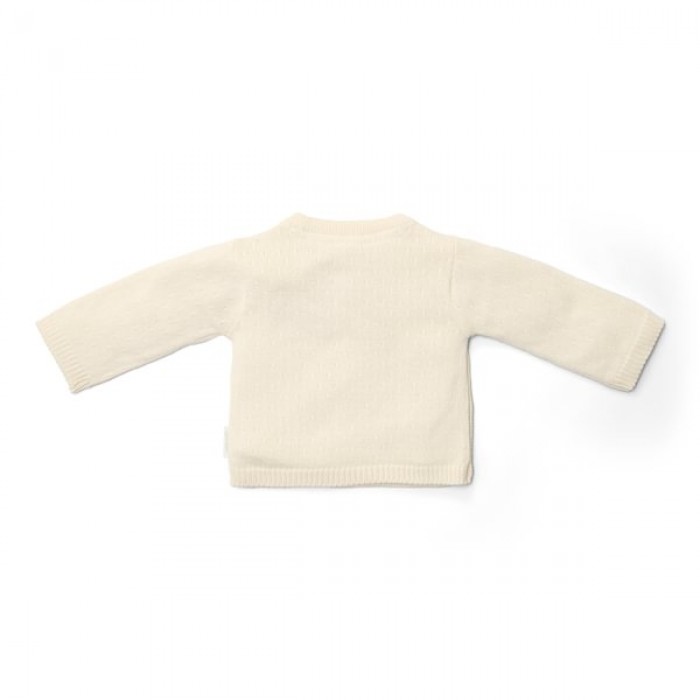 Cardigan petrecut din tricot de bumbac organic - Off White - Newborn Naturals - Little Dutch