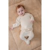 Cardigan petrecut din tricot de bumbac organic - Off White - Newborn Naturals - Little Dutch