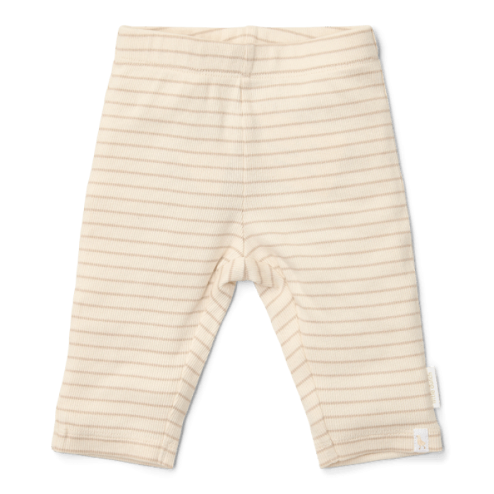 Pantaloni din bumbac organic - Soft Beige Stripe - Newborn Naturals - Little Dutch