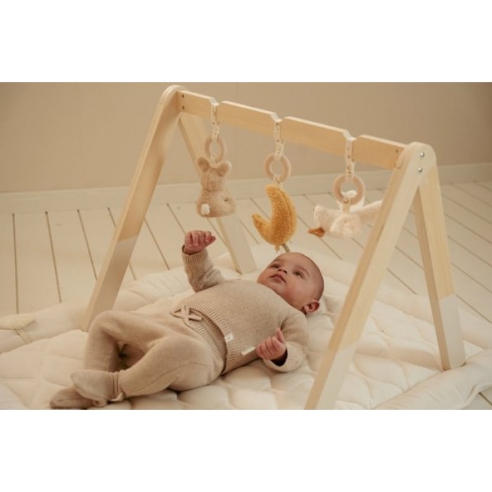 Pantaloni tricotati din bumbac organic - Soft Beige Melee - Newborn Naturals - Little Dutch