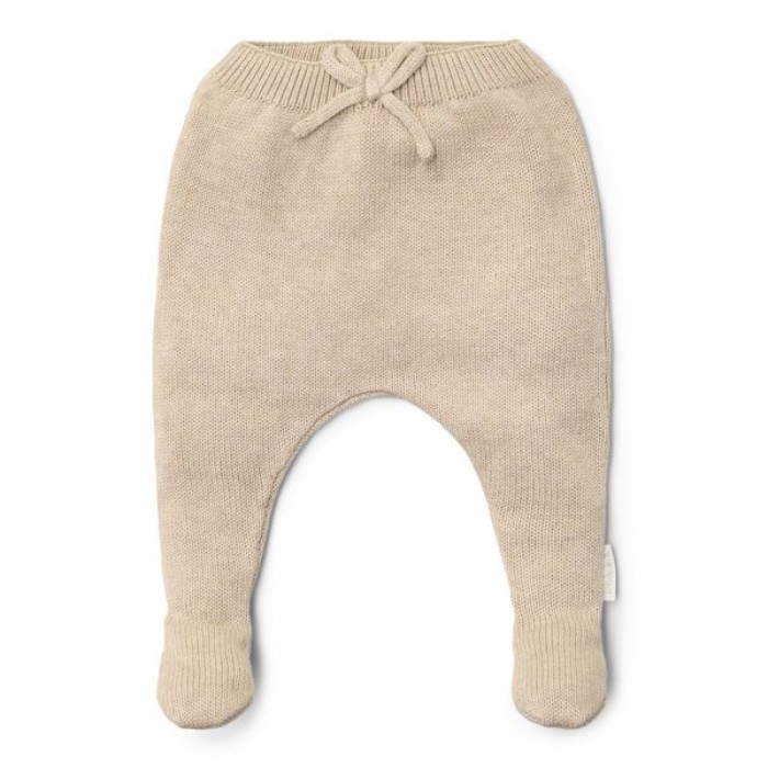 Pantaloni tricotati din bumbac organic - Soft Beige Melee - Newborn Naturals - Little Dutch