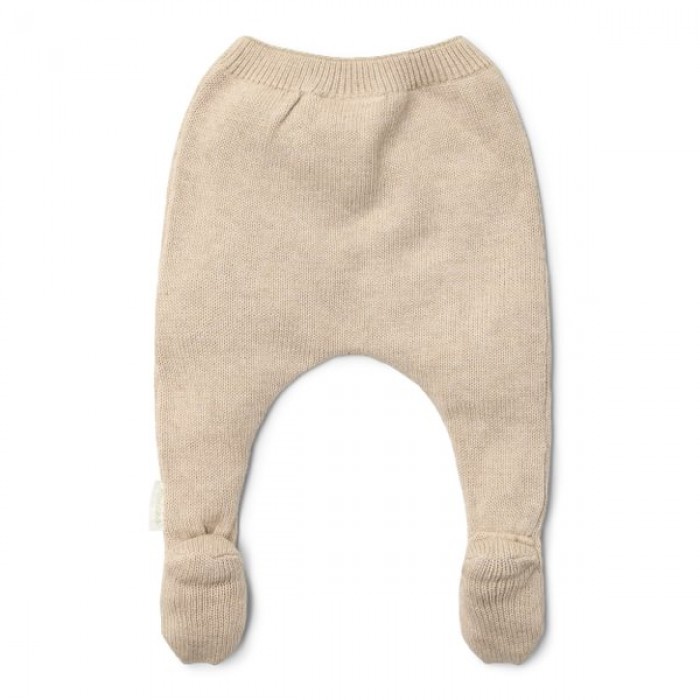Pantaloni tricotati din bumbac organic - Soft Beige Melee - Newborn Naturals - Little Dutch