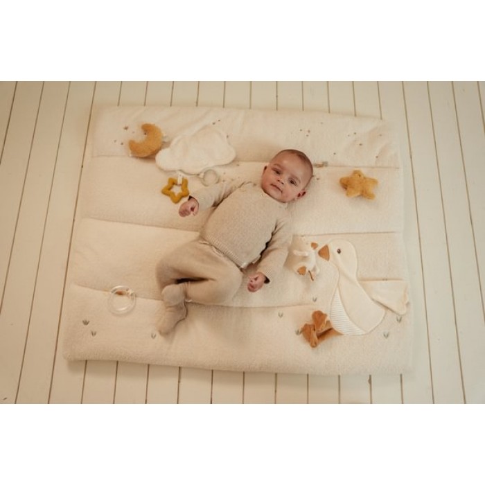 Pantaloni tricotati din bumbac organic - Soft Beige Melee - Newborn Naturals - Little Dutch