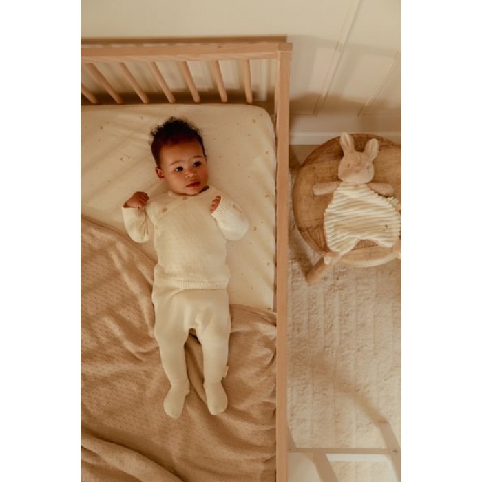 Pantaloni tricotati din bumbac organic - Off White - Newborn Naturals - Little Dutch