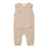 Salopeta tricotata din bumbac organic pentru bebelusi -  Soft Beige Melee - Newborn Naturals - Little Dutch
