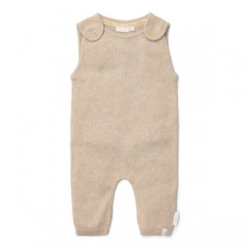 Salopeta tricotata din bumbac organic pentru bebelusi -  Soft Beige Melee - Newborn Naturals - Little Dutch Salopeta tricotata din bumbac organic pentru bebelusi -  Soft Beige Melee - Newborn Naturals - Little Dutch