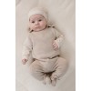 Salopeta tricotata din bumbac organic pentru bebelusi -  Soft Beige Melee - Newborn Naturals - Little Dutch