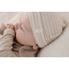 Caciulita din bumbac organic - Soft Beige Stripe - Newborn Naturals - Little Dutch