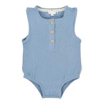 Salopeta romper din bumbac organic - Stone Blue - Little Dutch