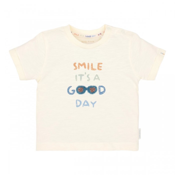 Tricou din bumbac organic - Creme - It's a Good Day - Little Dutch