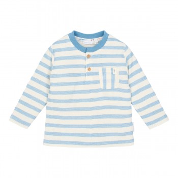 Bluza din bumbac organic - Steel Blue stripe - Little Dutch