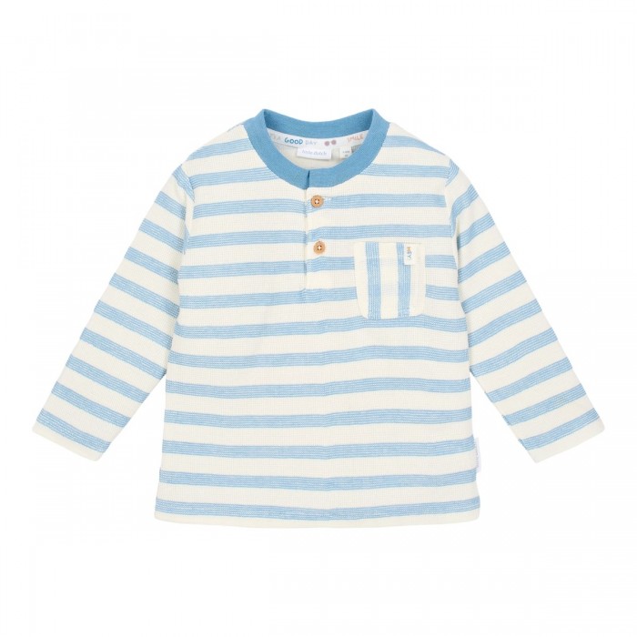 Bluza din bumbac organic - Steel Blue stripe - Little Dutch