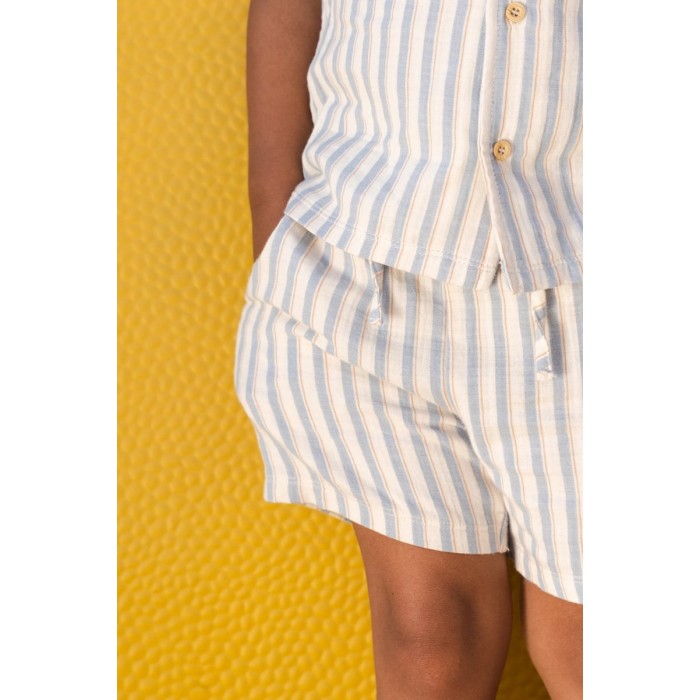 Camasa cu maneca scurta din bumbac organic - Multi Stripe - Little Dutch