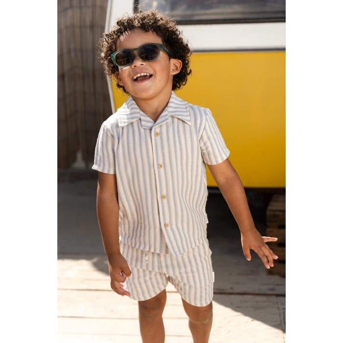 Camasa cu maneca scurta din bumbac organic - Multi Stripe - Little Dutch