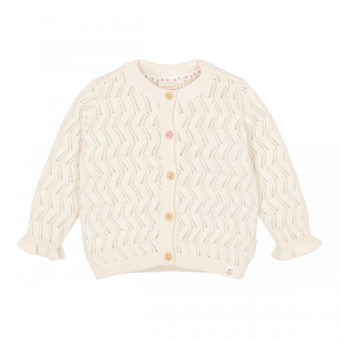 Cardigan tricotat din bumbac organic - Creme - Little Dutch